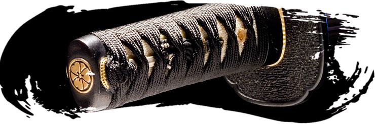 Tsuka de seda negra con hishigami